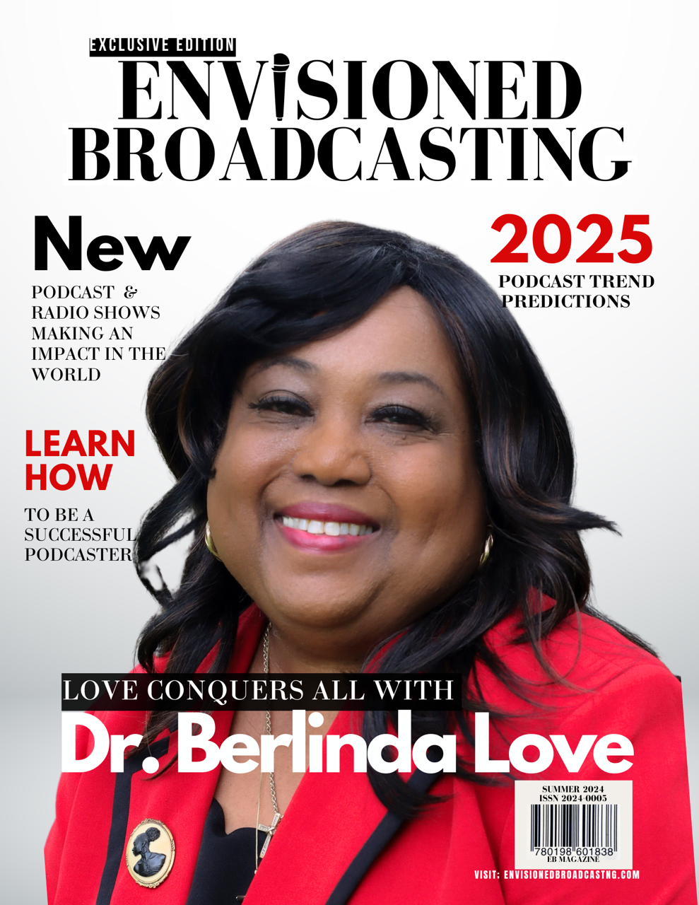 Dr. Berlinda Love on the cover of Envisioned Broadcasting magazine