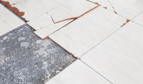 Damaged floor tiles