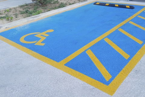 Handicapped parking spaces in the parking lot