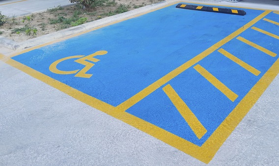 Handicapped parking spaces in the parking lot