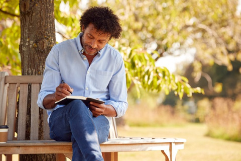 Man on park bench