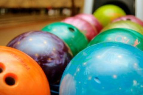 Bowling balls in a rack