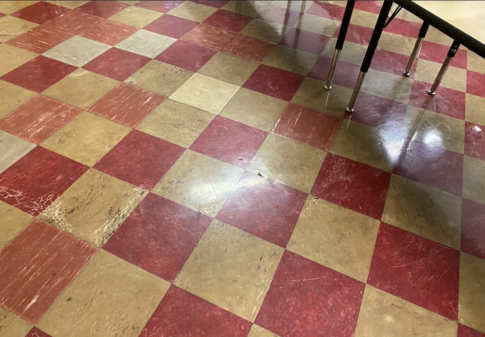 Asbestos Floor Tile Checker Pattern in School Classroom by Asbestorama