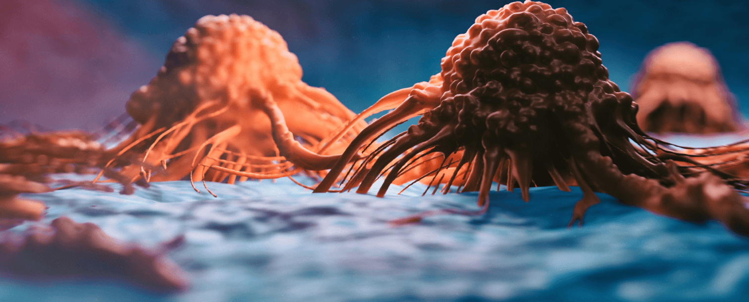 up close illustrated imagery of cancer cells