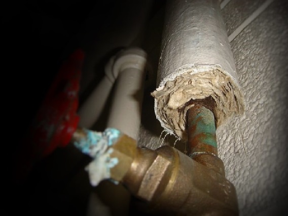 Damaged and exposed asbestos 