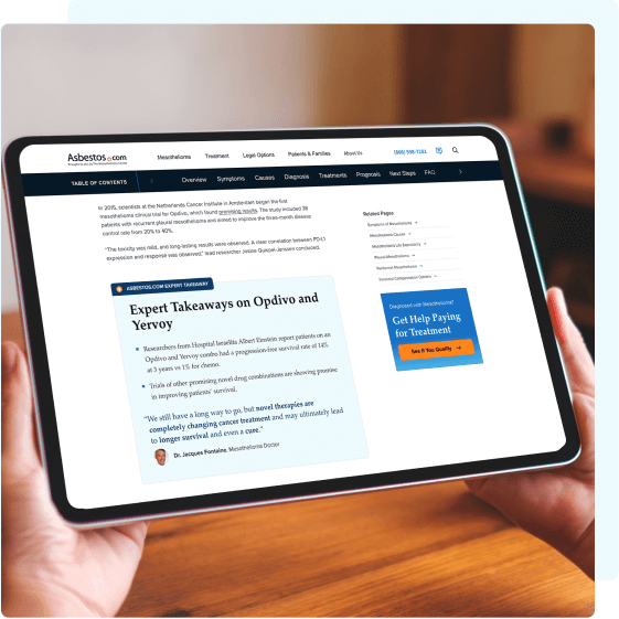 Mockup of expert takeaway from The Mesothelioma Center at Asbestos.com
