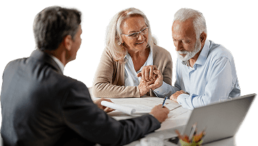 Lawyer assisting older couple with their financial claim