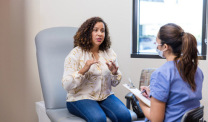 Patient advocating for herself with her health care provider