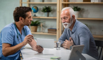 Patient talking to doctor