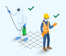 Illustration of people wearing protective clothing