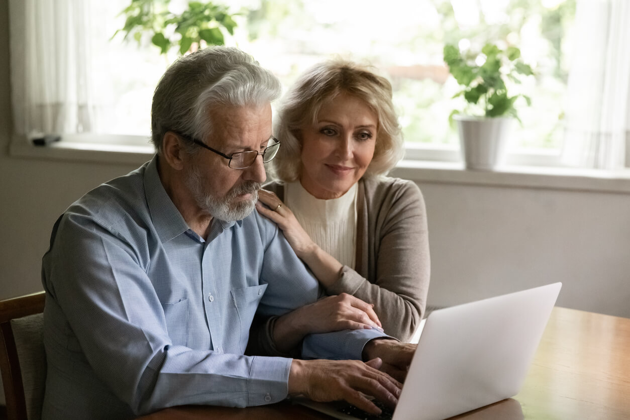 older couple on a laptop